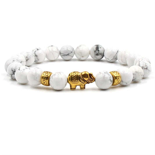 White Turquoise Elephant Bracelet