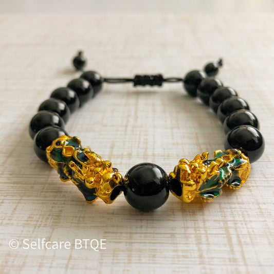 Feng Shui Double Wealth Pixiu Adjustable Bracelet for Wealth Good Luck & Fortune
