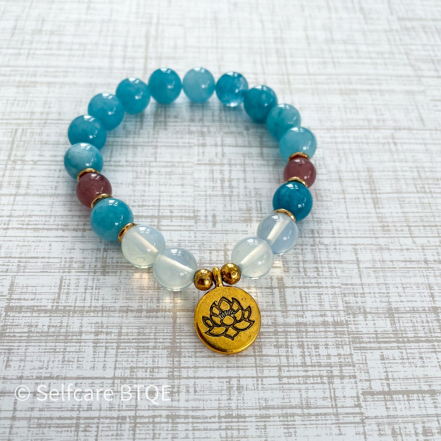 Treasure of Mermaids Bracelet with Aquamarine & Sunstone Stones | 10mm