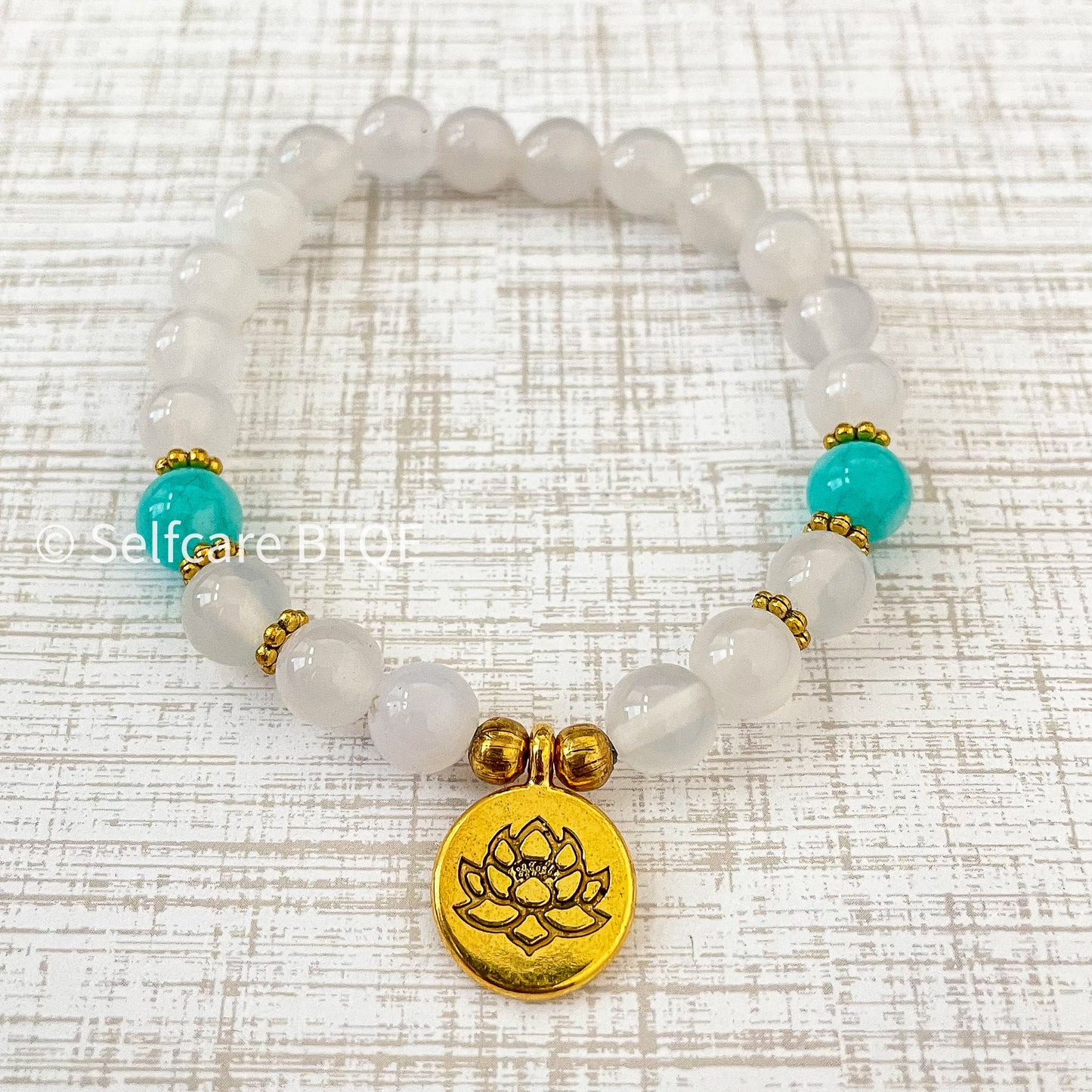Healing Crystal Bracelet with Rose Quartz & Amazonite Japa Mala Beaded Stones |8mm