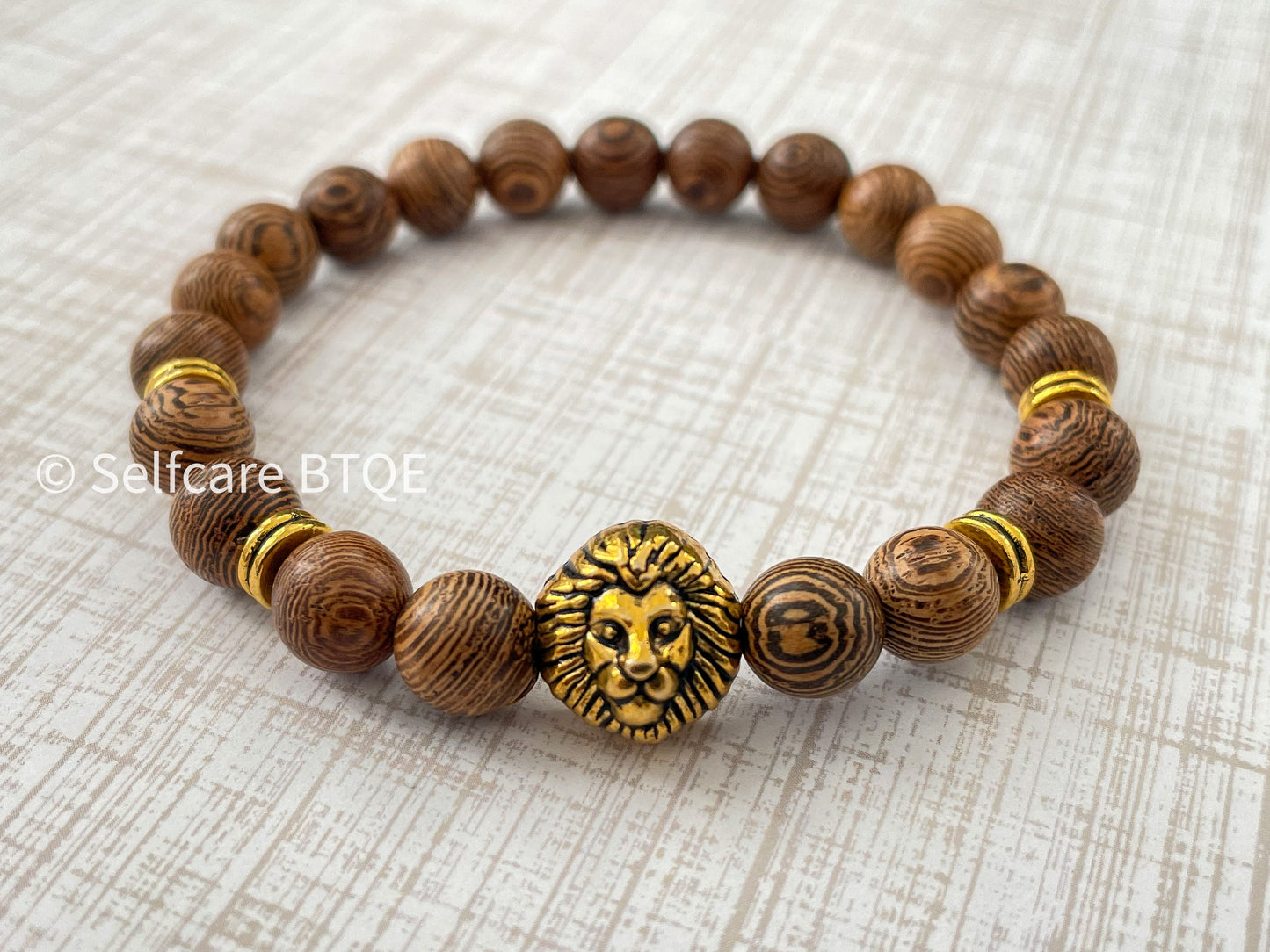 Lion Head Bead in Tibetan Wood Bracelet