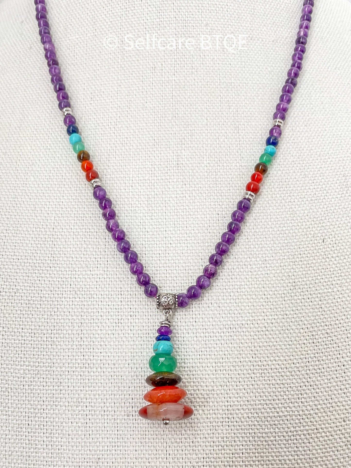 Amethyst 7 Chakra Meditation Necklace