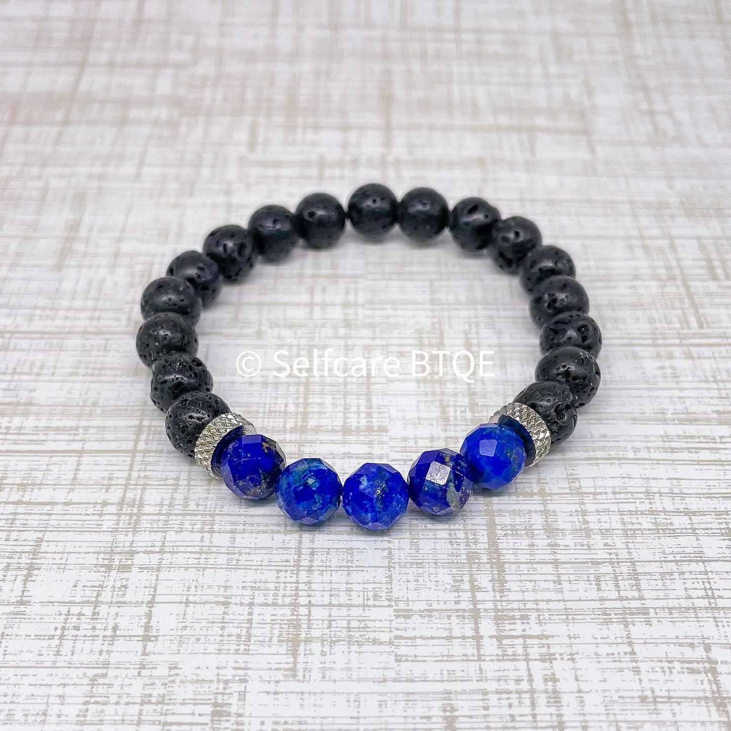 Lapis Lazuli & Black Lava Stone Bracelet | 8mm