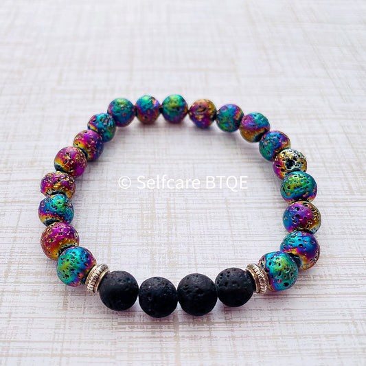Multi-colored Volcanic Lava Stone Bracelet | 8mm