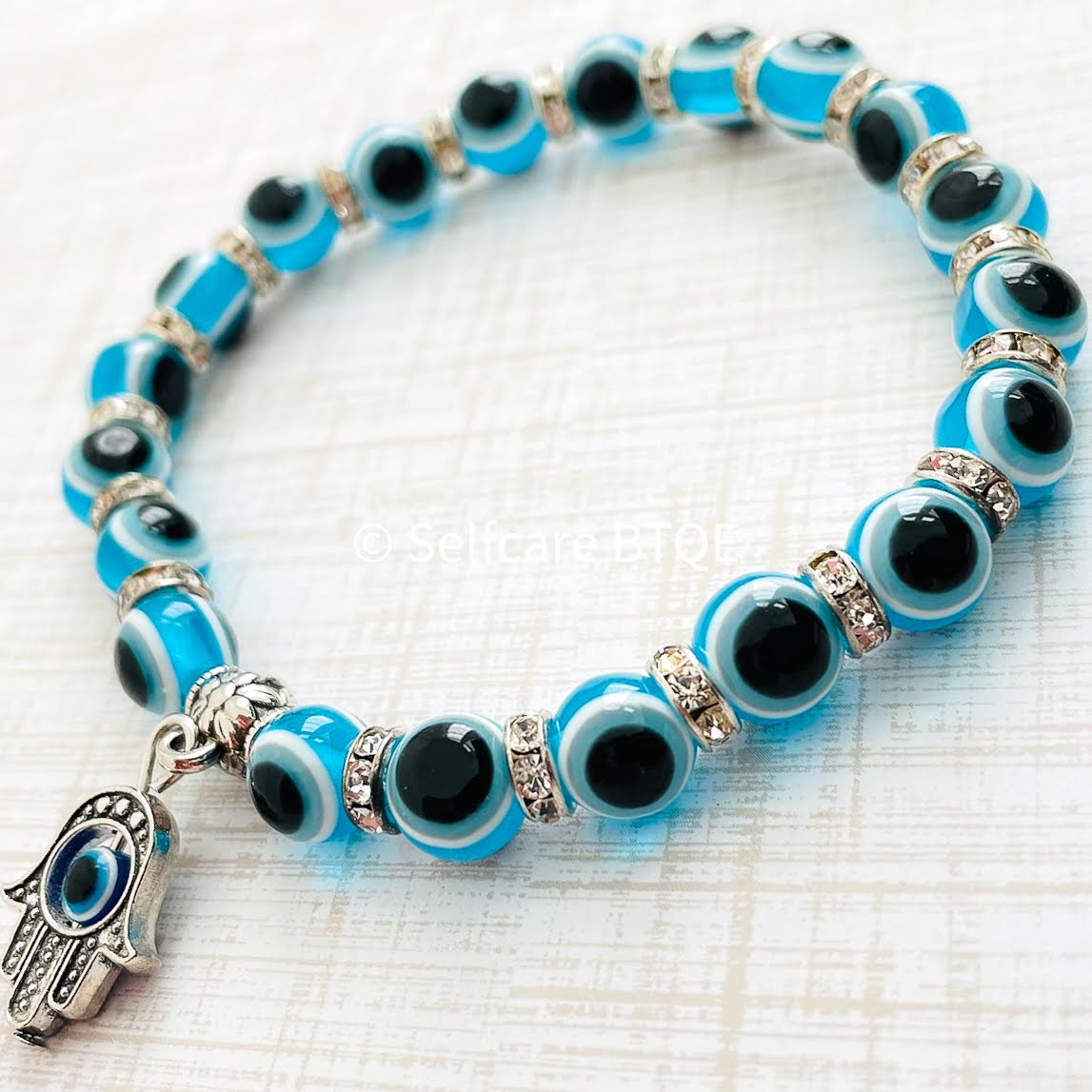 Evil Eye Bracelet | Mal de Ojo with Baby Blue Beads