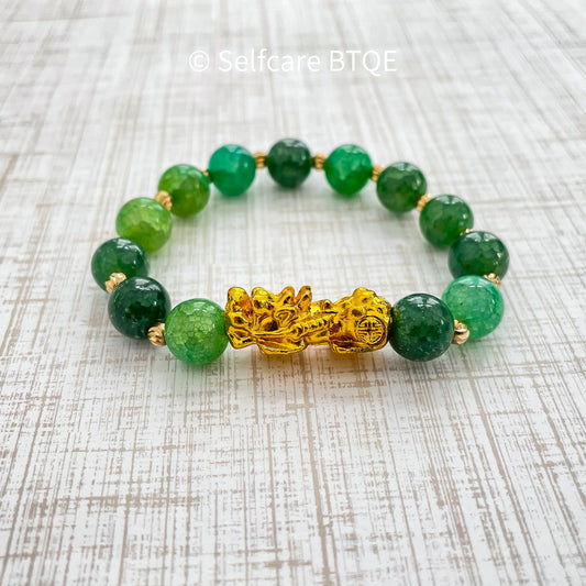 Emerald Jade PiXiu to Attract Wealth & Good Luck Feng Shui Bracelet