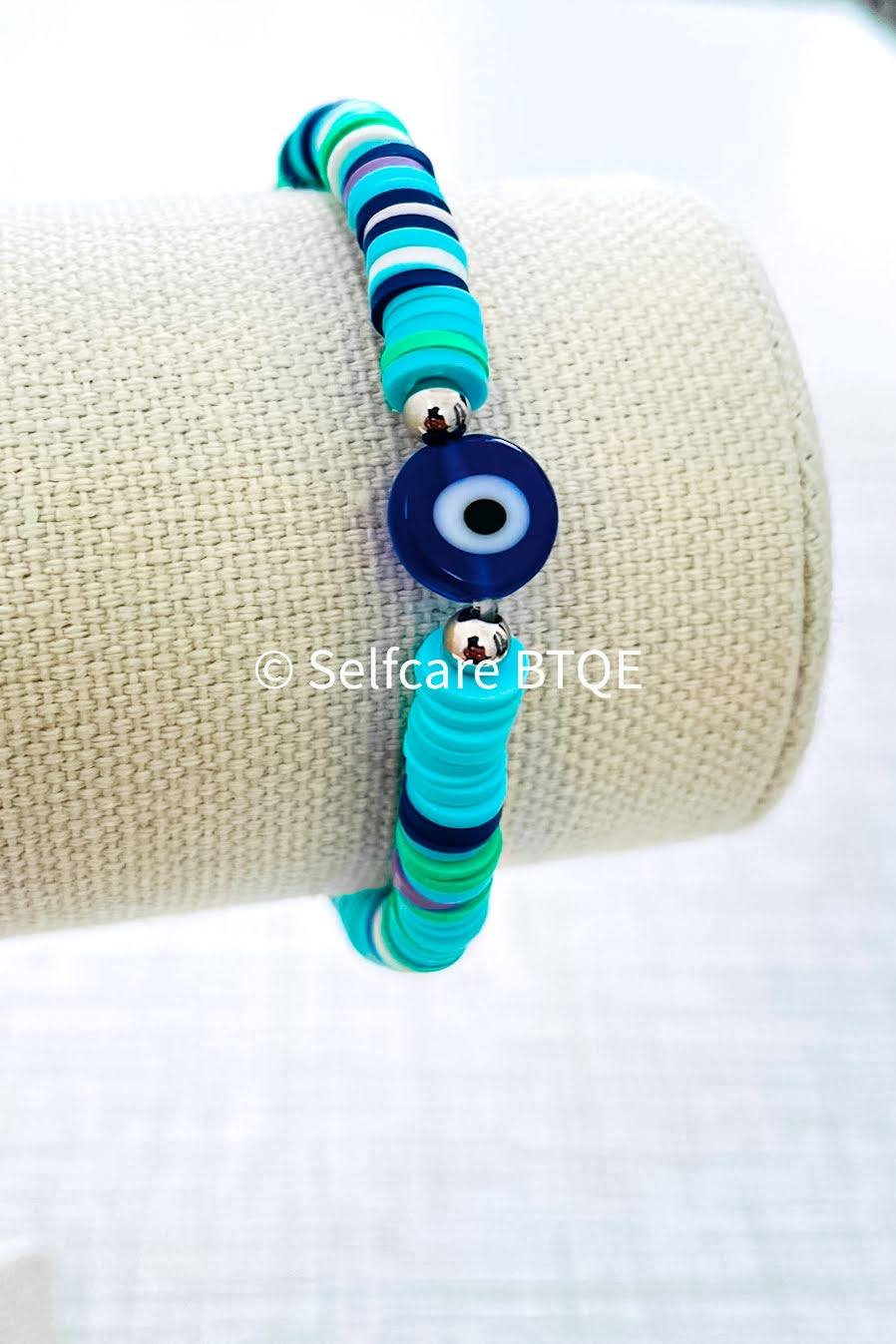 Clay Bead Evil Eye Preppy Heishi Bracelet