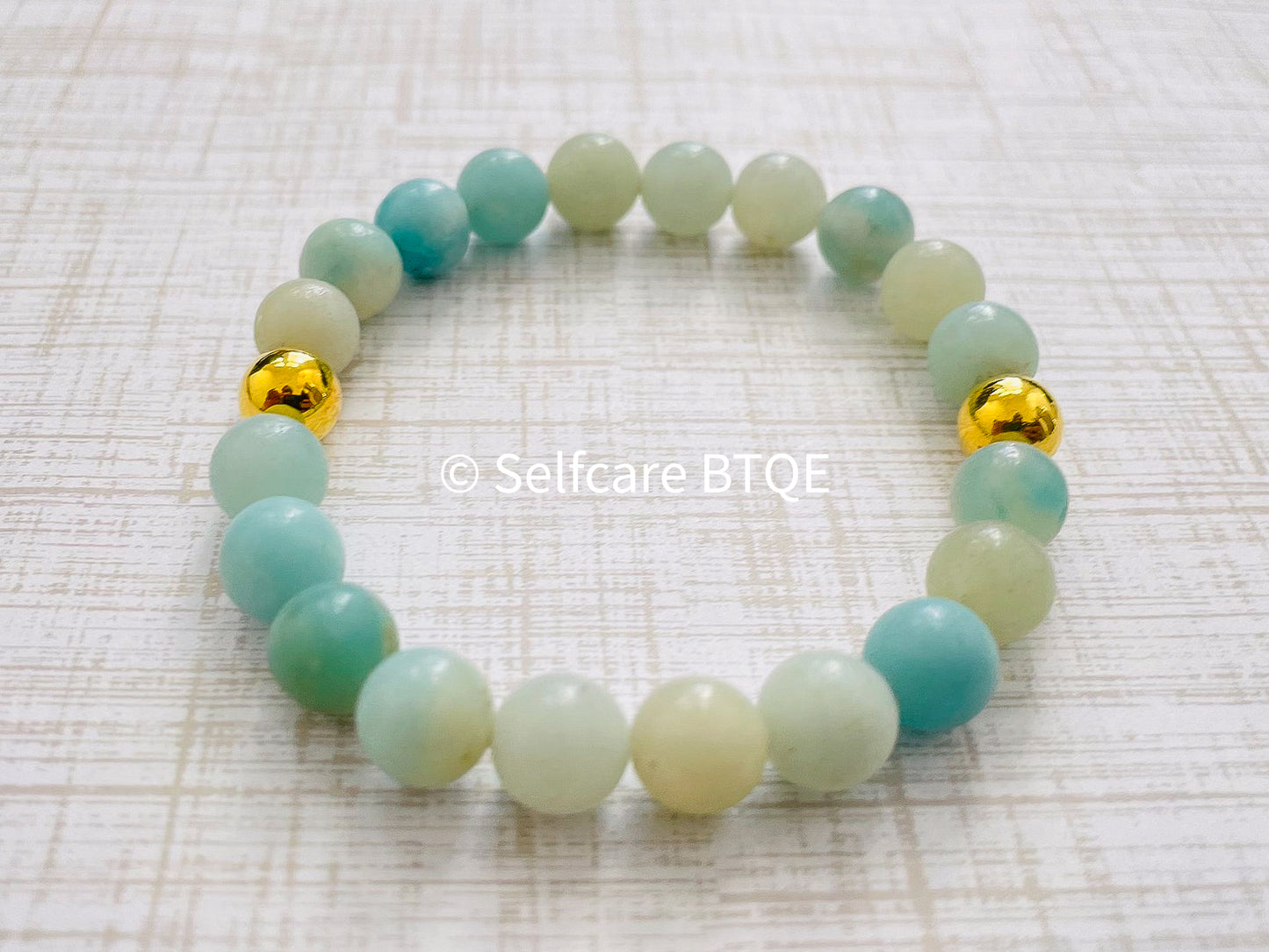 Amazonite Gold Stud Bracelet | 8mm