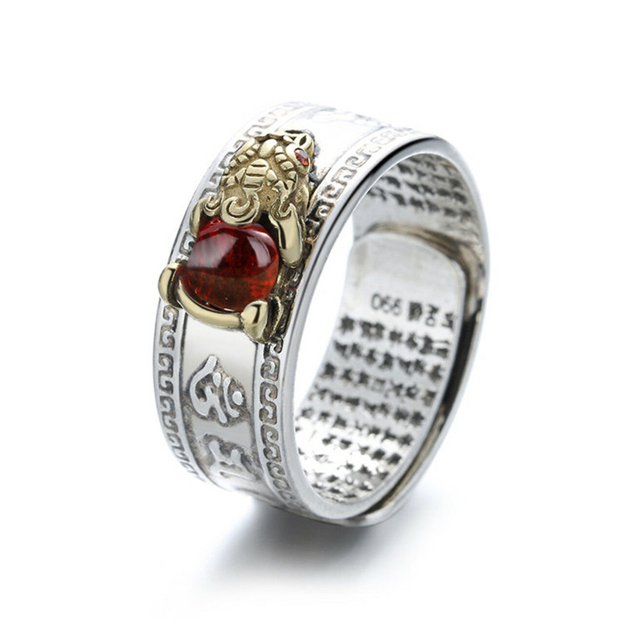 Mantra Engraved Pixui Feng Shui Ring for Wealth & Protection