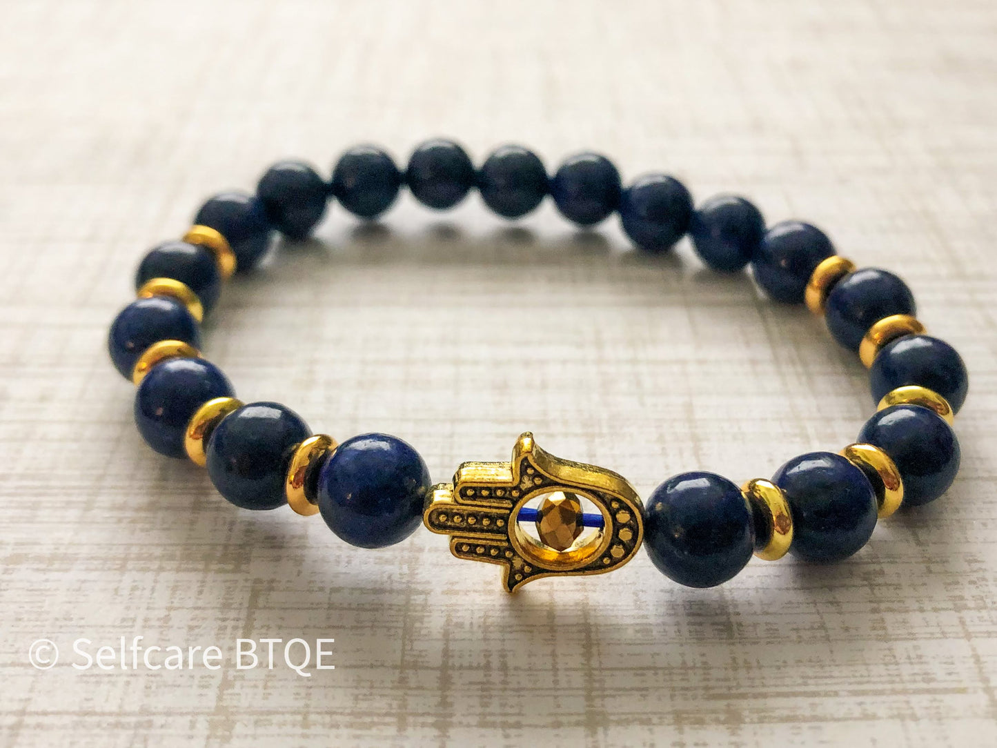 Hamsa Hand Lapis Lazuli Bracelet | 8mm