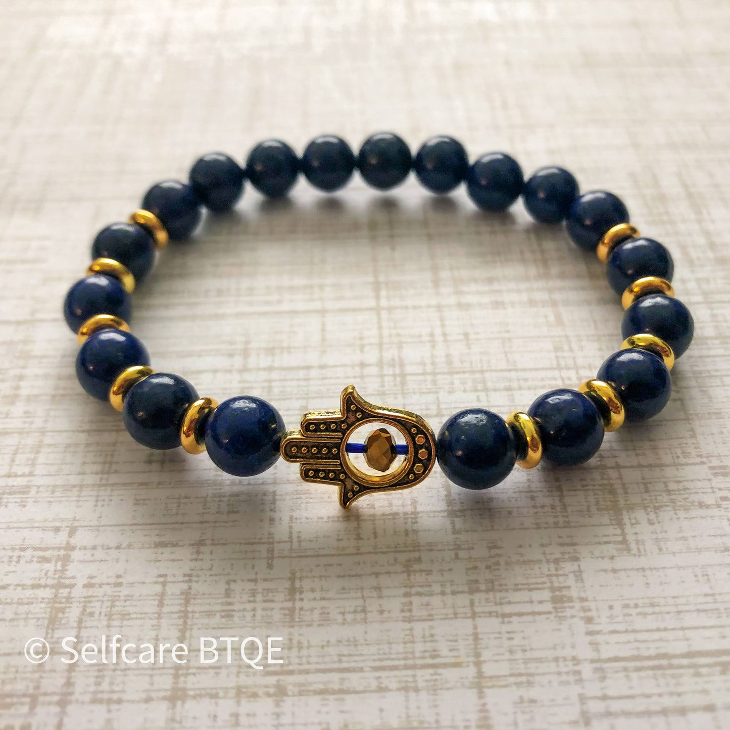 Hamsa Hand Lapis Lazuli Bracelet | 8mm