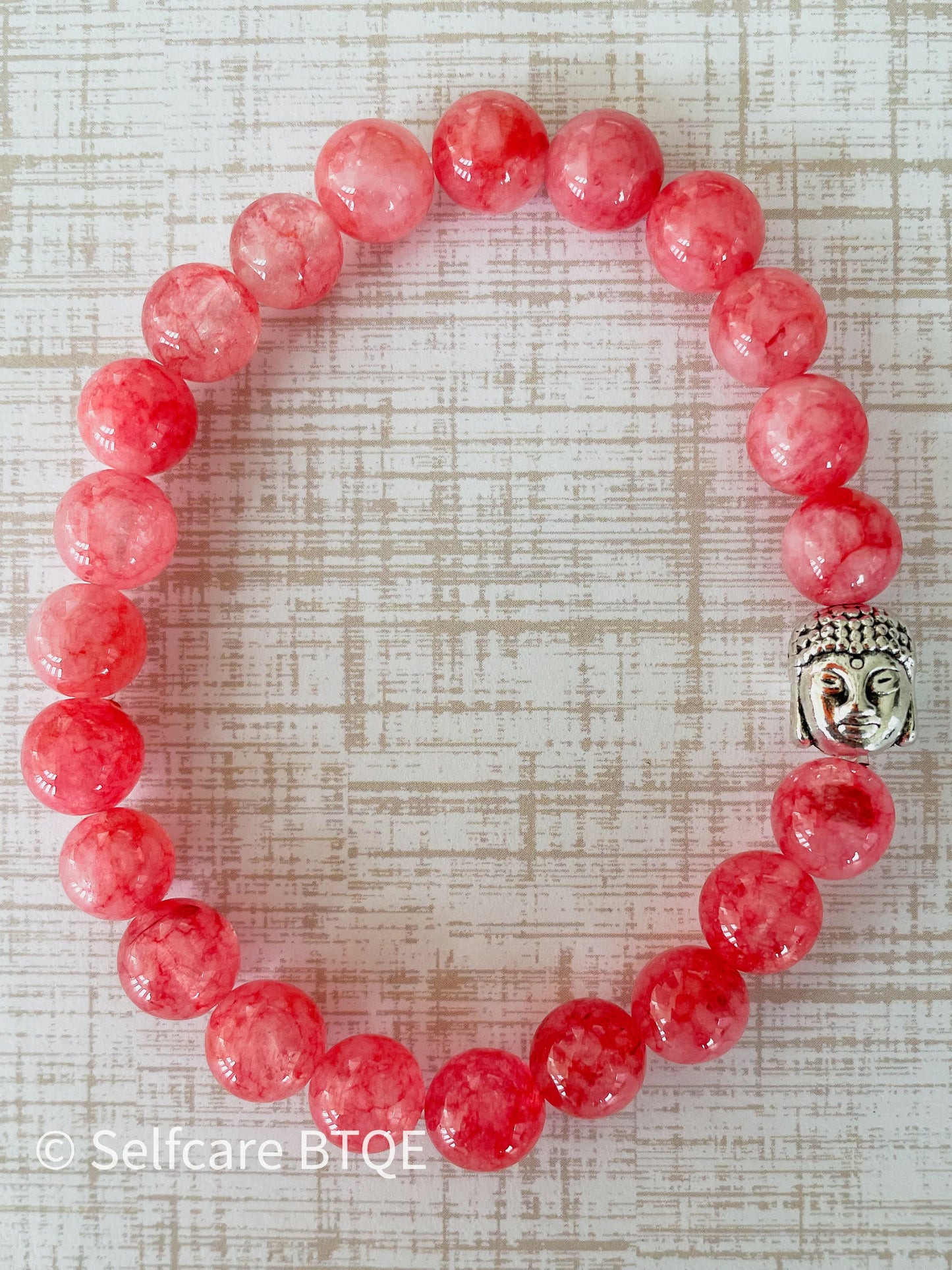 The Rosy Enlightenment: Pink Jade & Buddha Head Bracelet