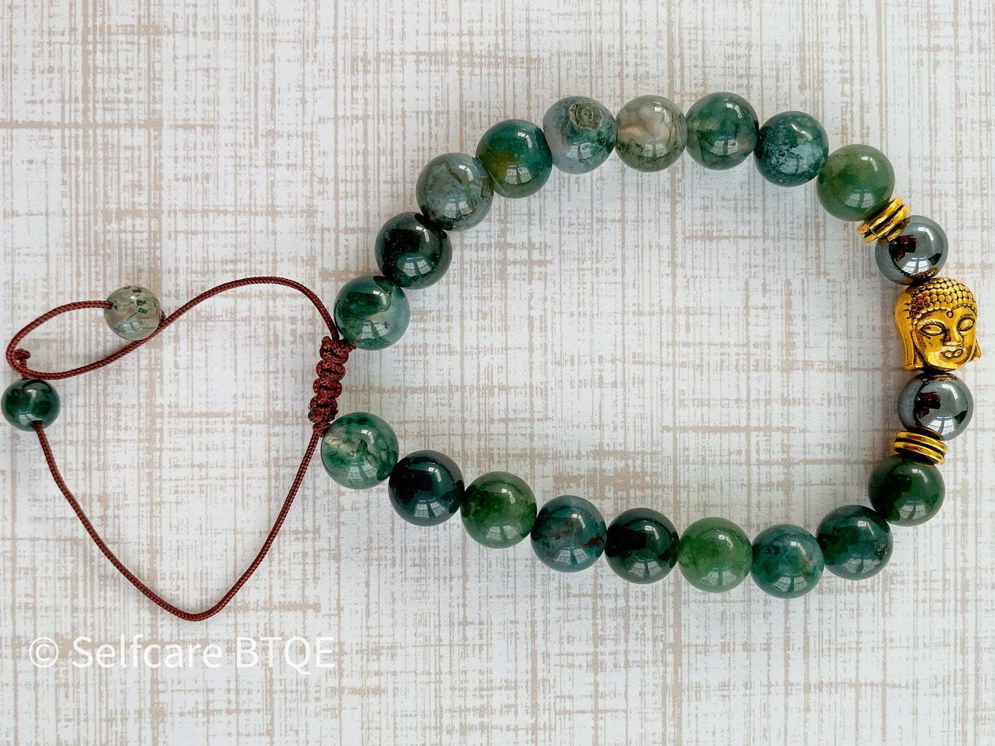 Buddha Head Bracelet with Marine Agate Stones