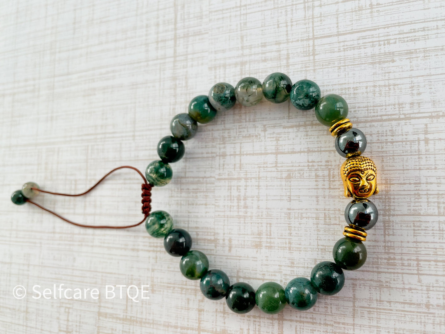 Buddha Head Bracelet with Marine Agate Stones