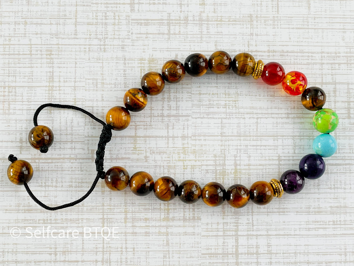 7 Chakra Energy Healing Tiger Eye Braided Rope Chakra Bracelet