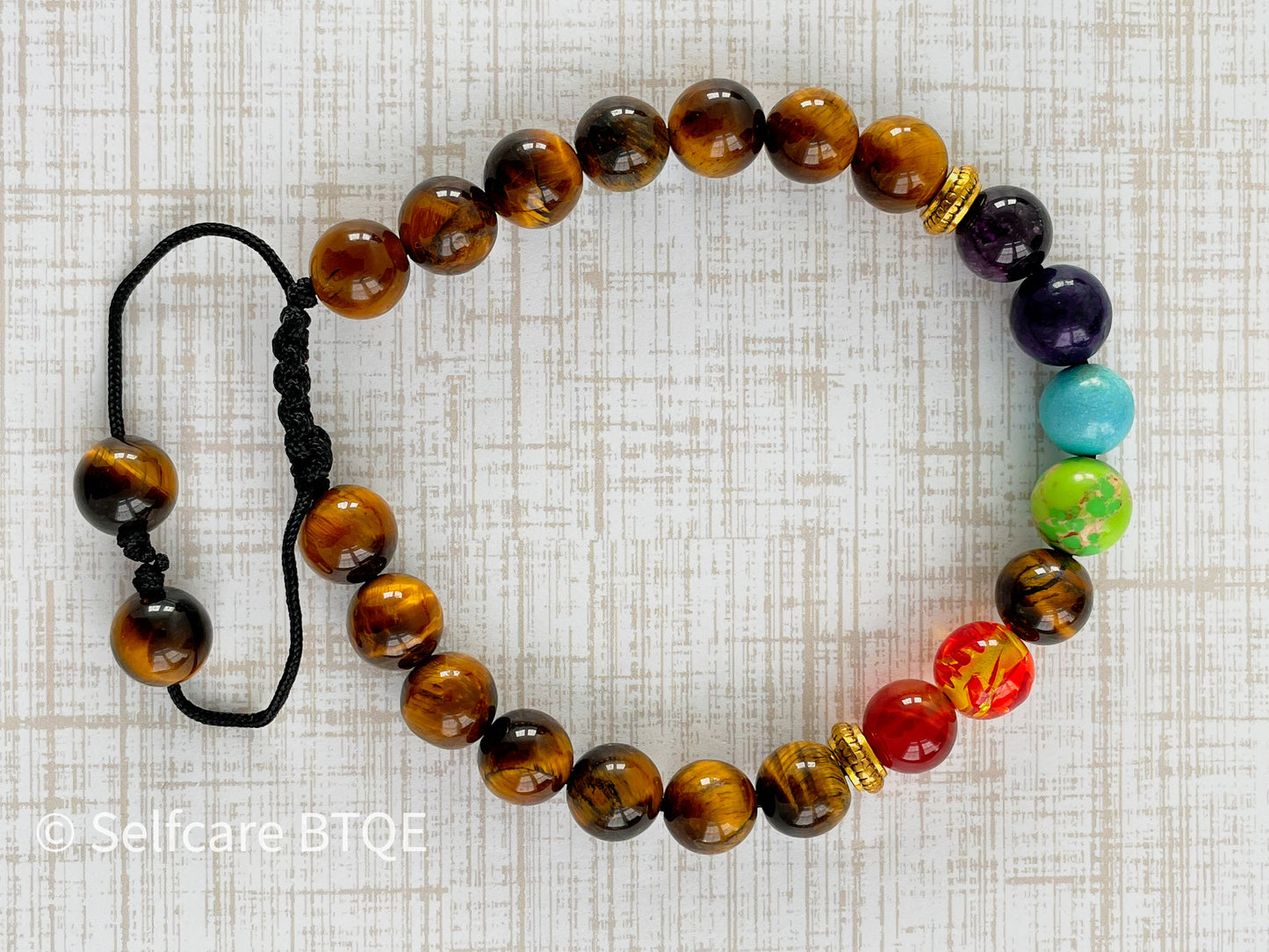 7 Chakra Energy Healing Tiger Eye Braided Rope Chakra Bracelet