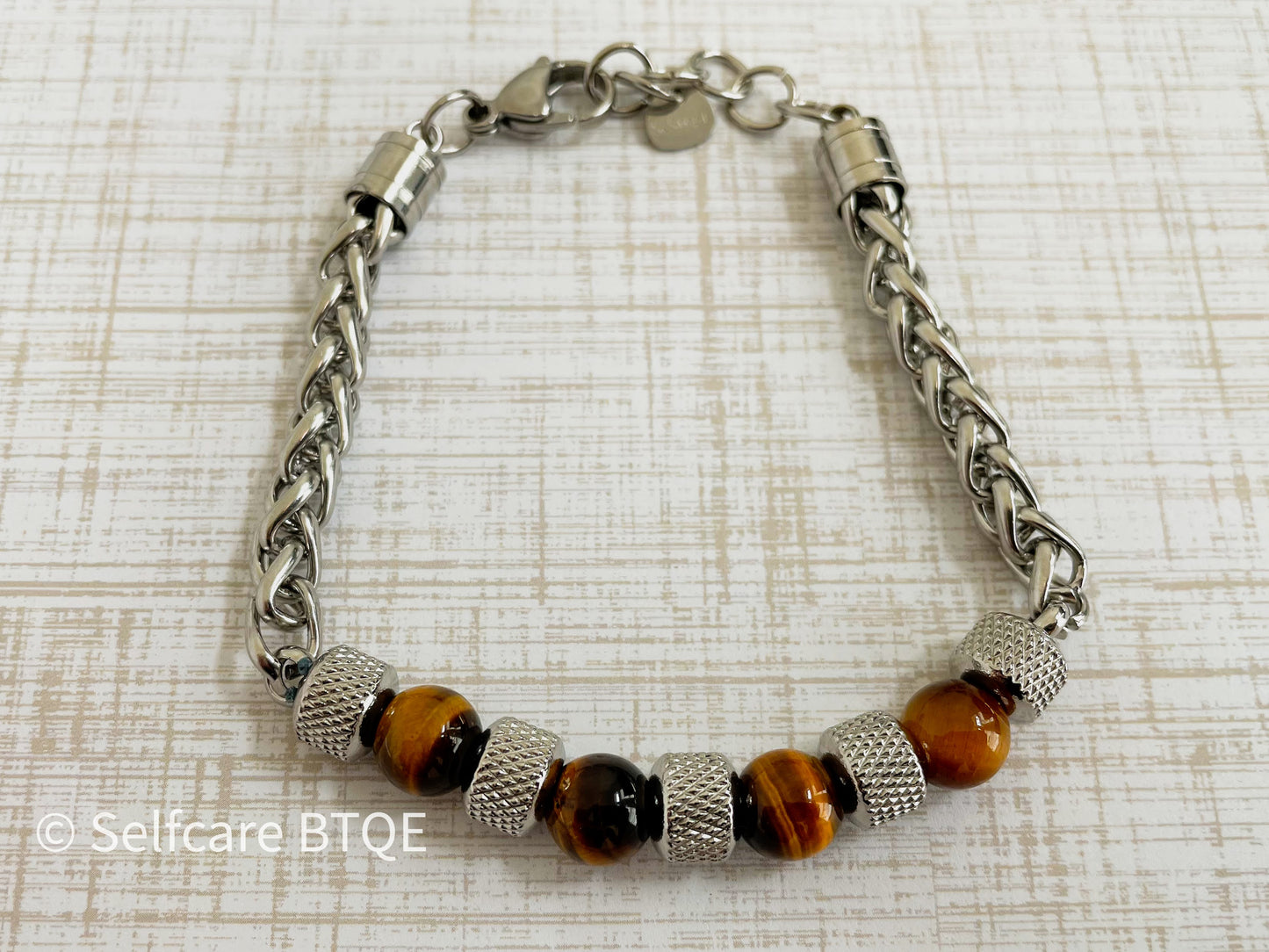 Tiger’s Eye Stone Stainless Steel Chain Bracelet