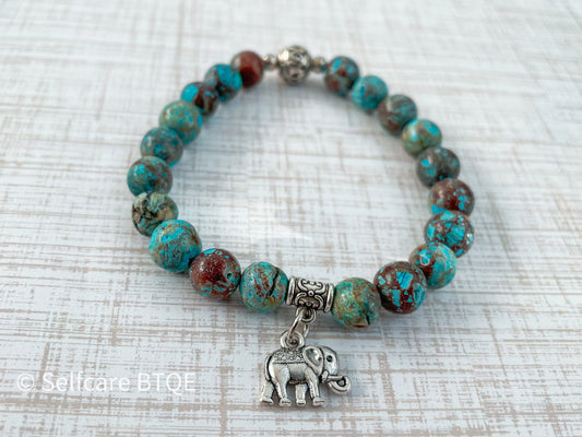 Majestic Elephant Pendant Bracelet with Orchid Quartz Stones