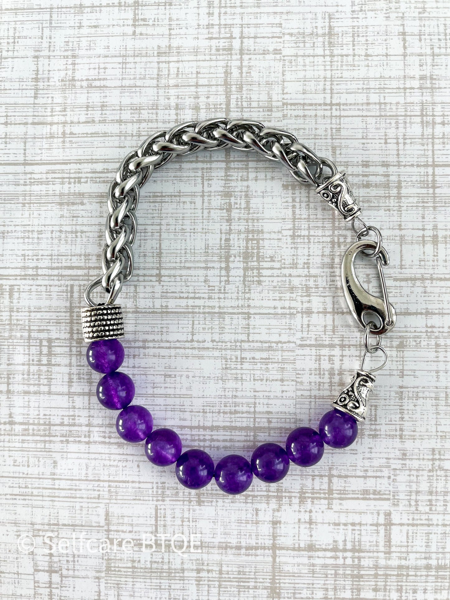 Amethyst Stainless Steel Chain Bracelet for Men