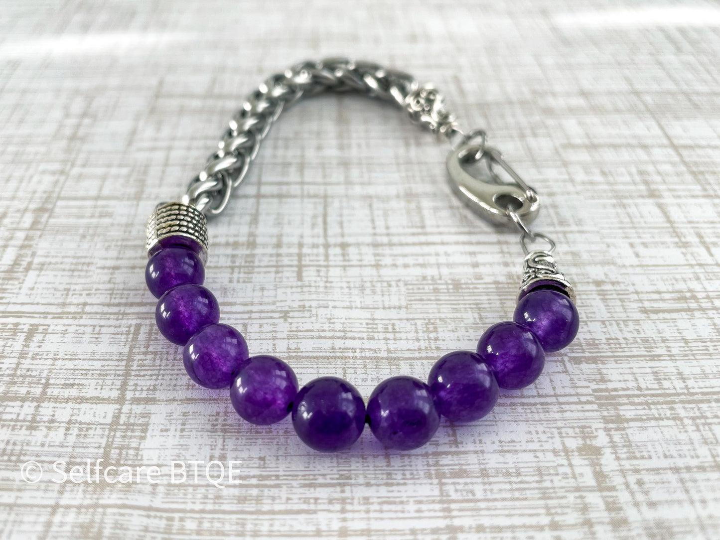 Amethyst Stainless Steel Chain Bracelet for Men