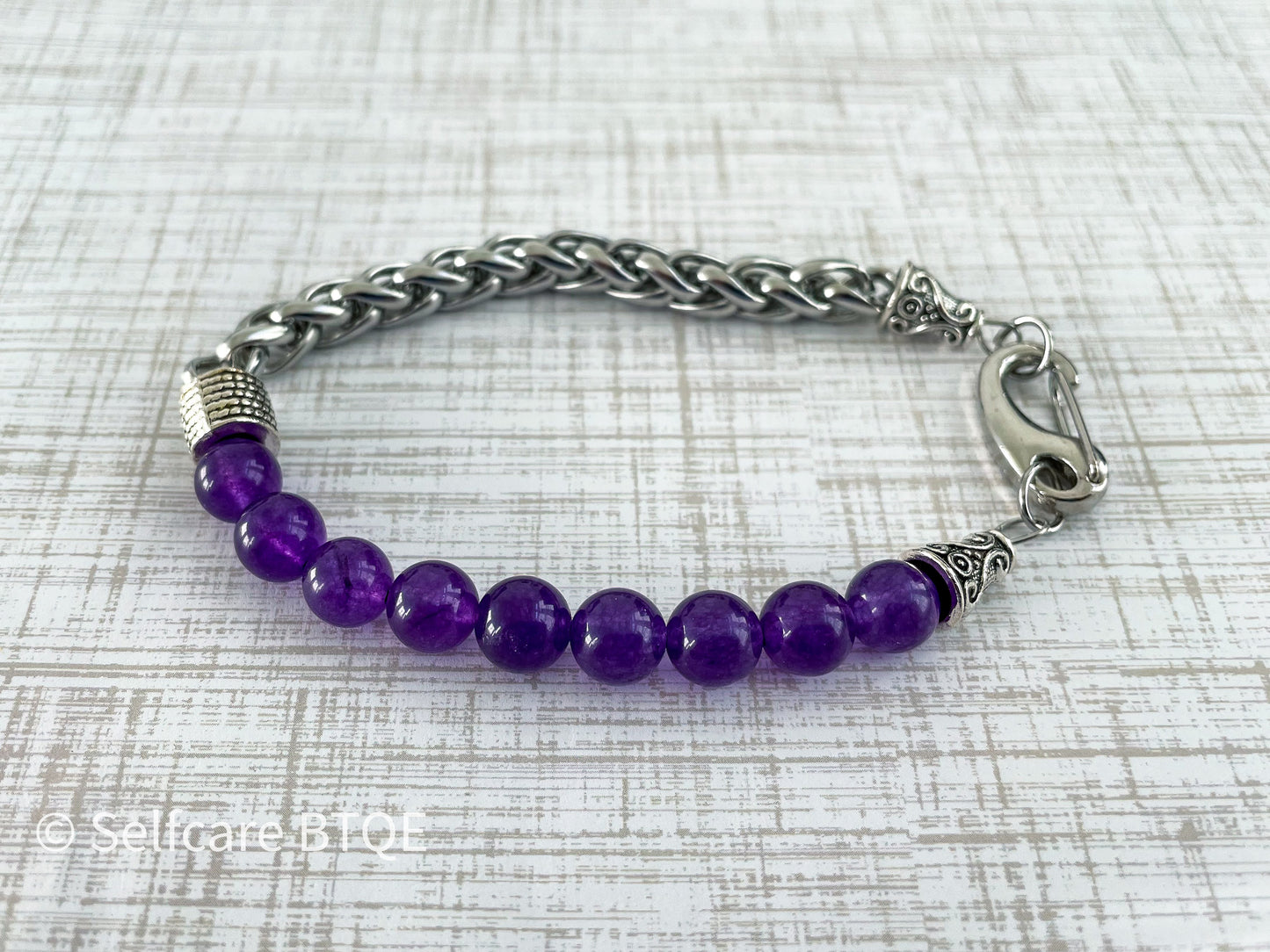 Amethyst Stainless Steel Chain Bracelet for Men