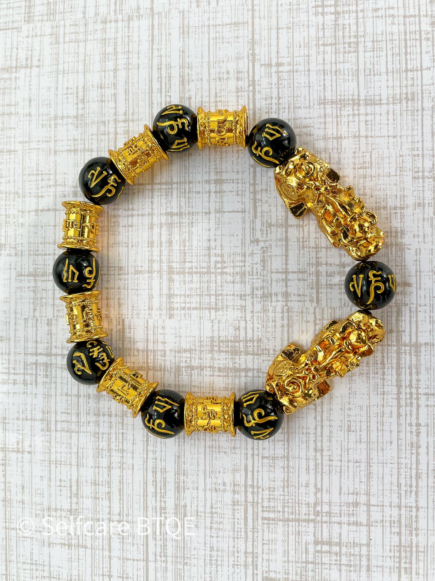 Double Pixiu Prime Feng Shui Six Word Mantra Bracelet
