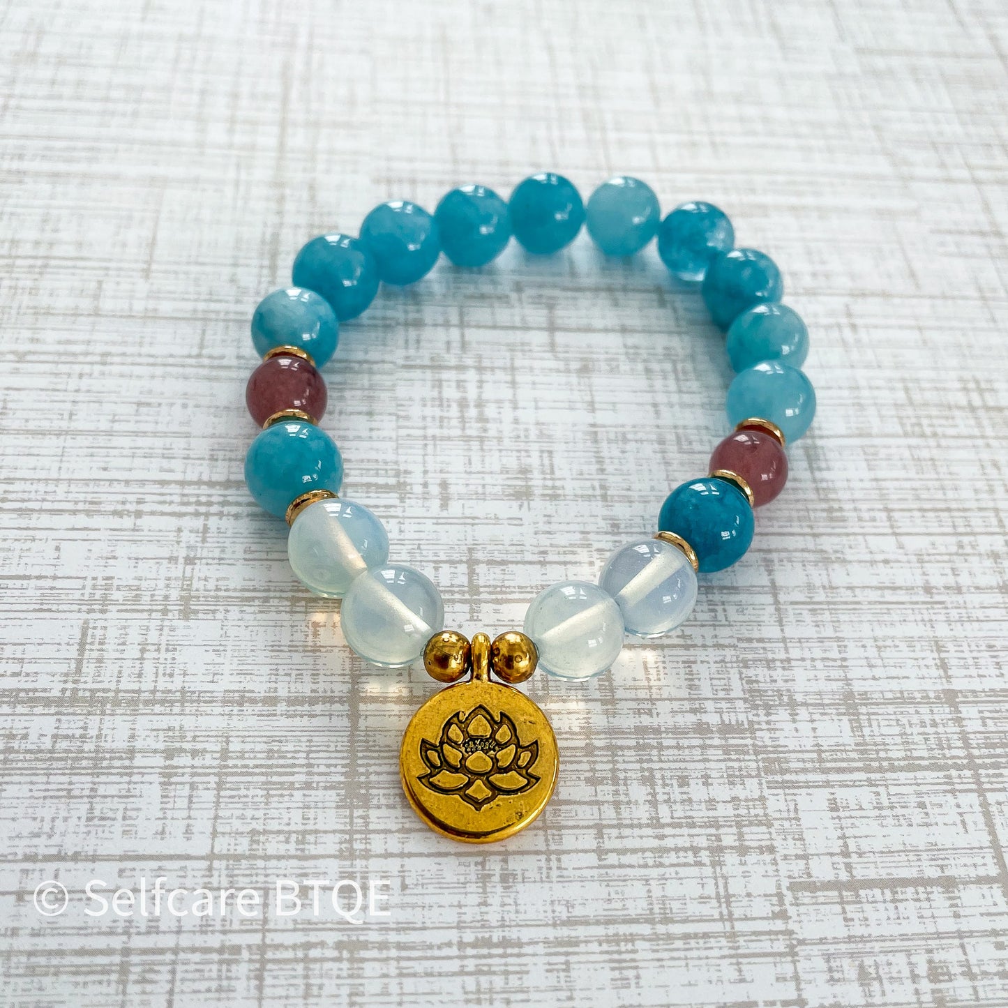 Treasure of Mermaids Bracelet with Aquamarine & Sunstone Stones  | 10mm