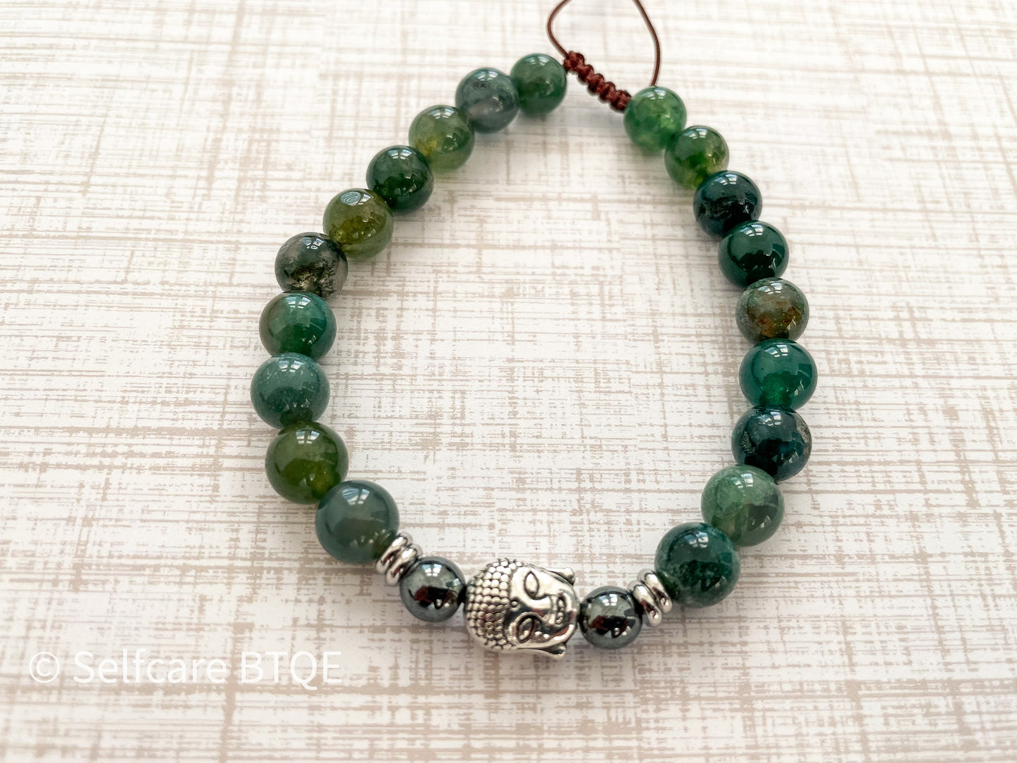 Buddha Head Bracelet with Marine Agate Stones