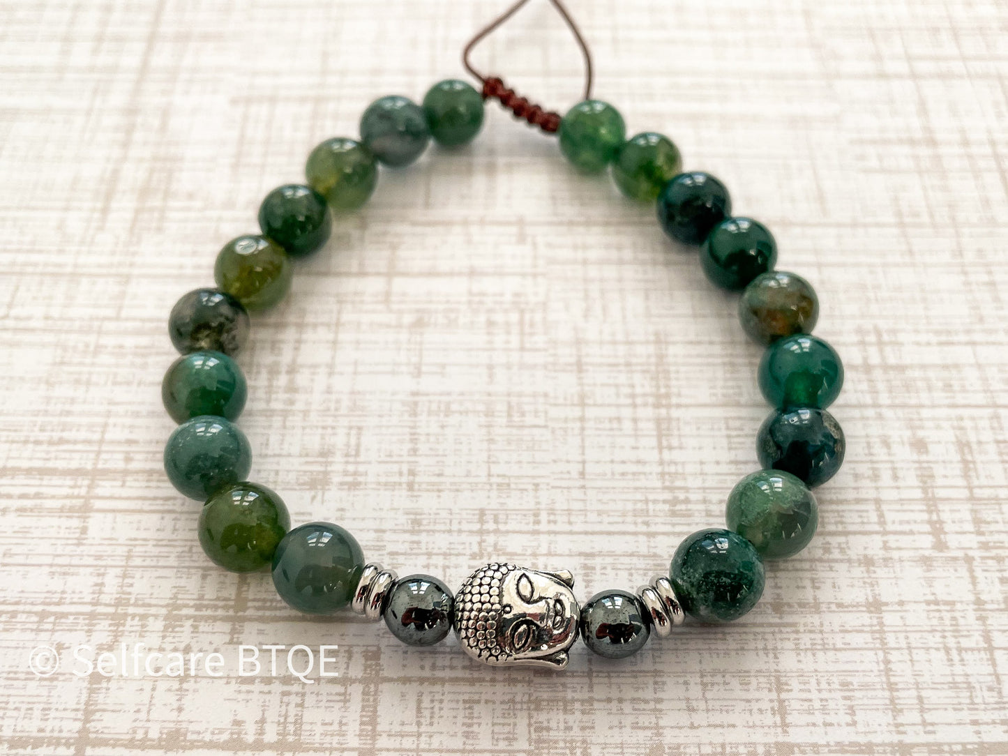 Buddha Head Bracelet with Marine Agate Stones