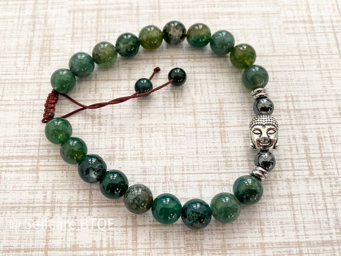 Buddha Head Bracelet with Marine Agate Stones