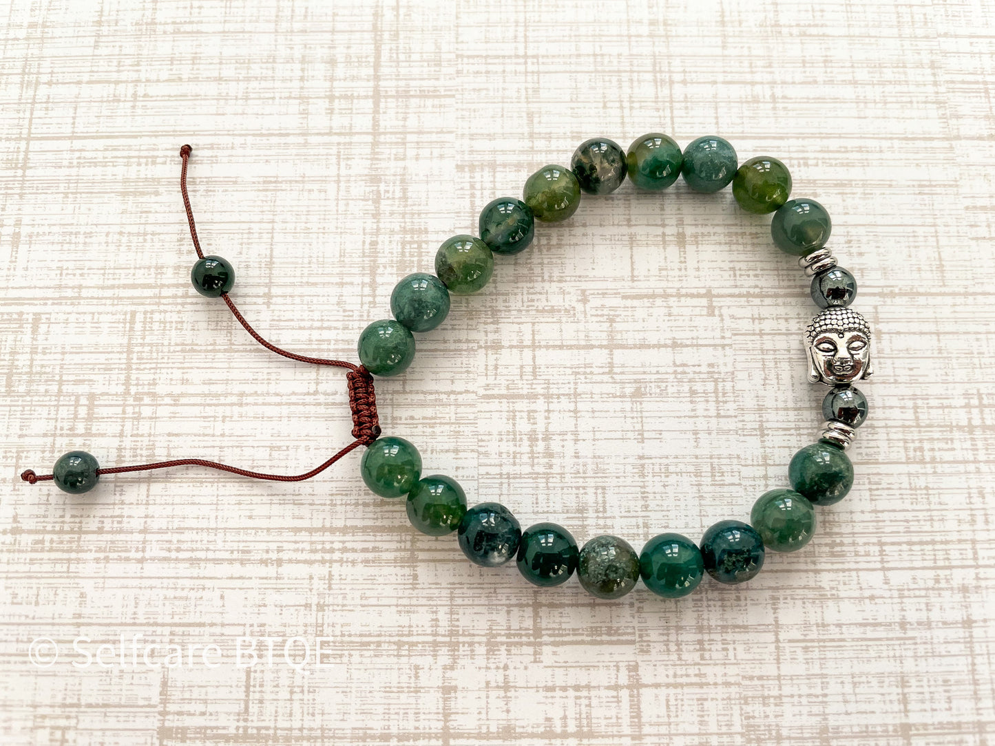 Buddha Head Bracelet with Marine Agate Stones