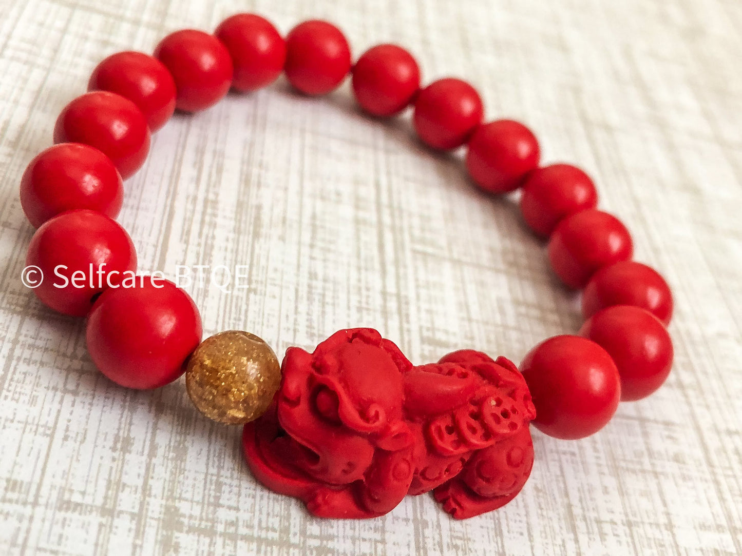 Pi Xiu Pi Yao Wealth & Good Luck Bracelet with Red Cinnabar Stones