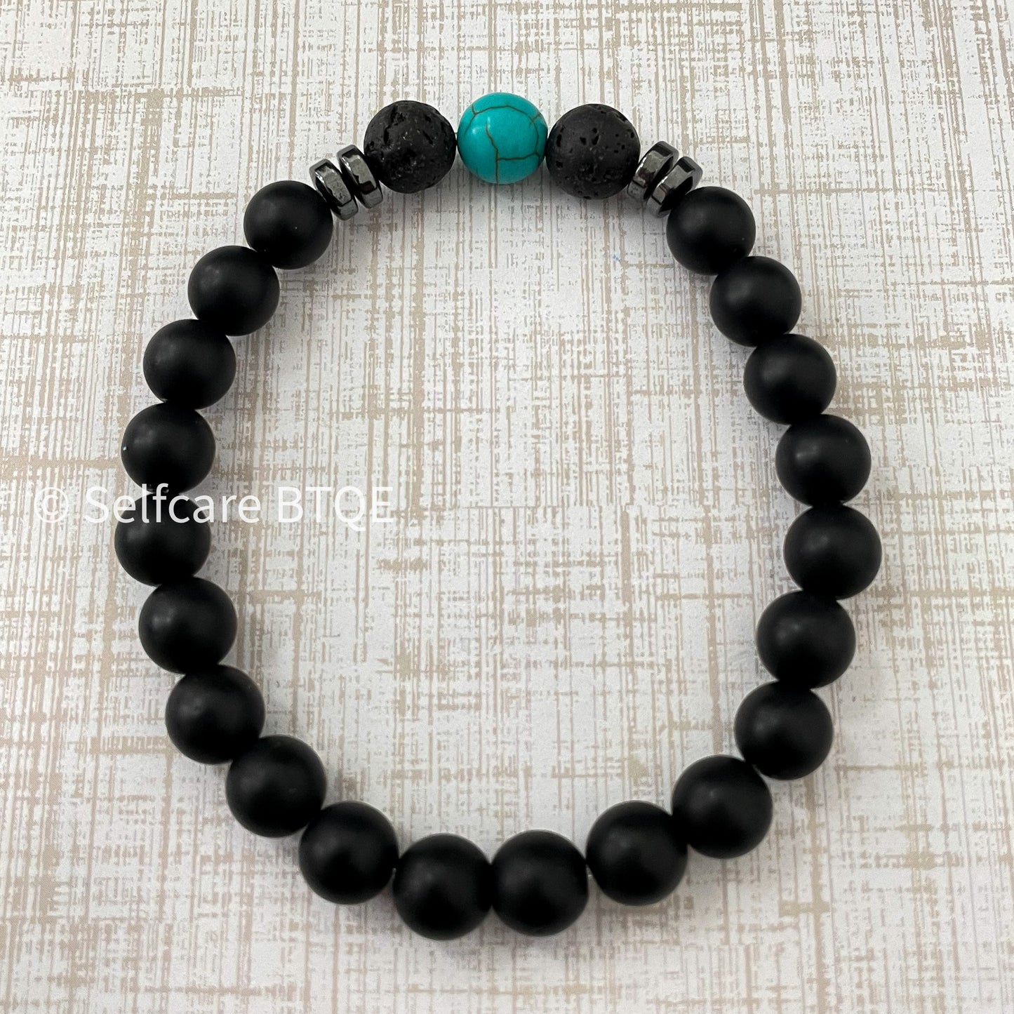 Turquoise & Black Lava Stone Beaded Bracelet