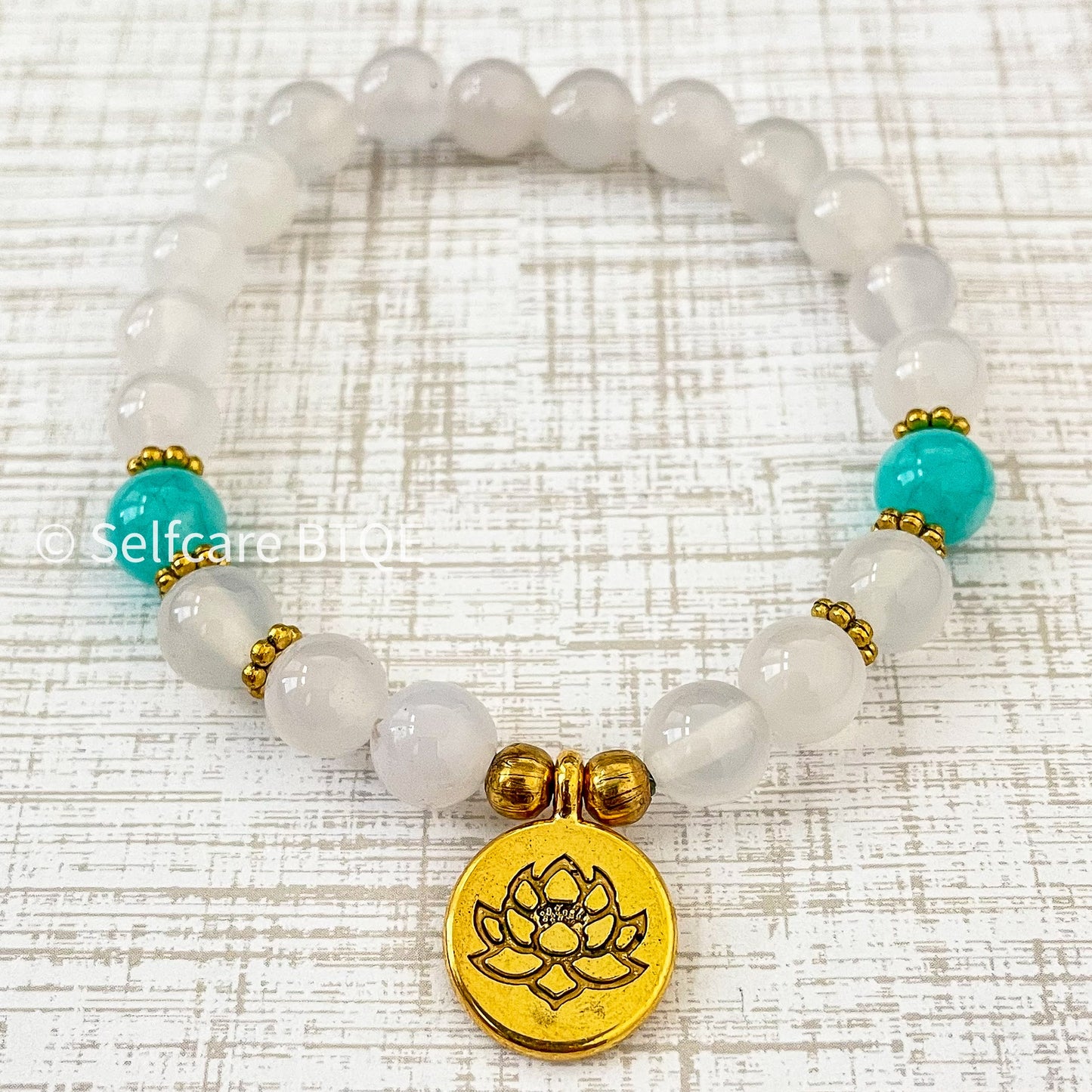 Healing Crystal Bracelet with Rose Quartz & Amazonite Japa Mala Beaded Stones  |8mm