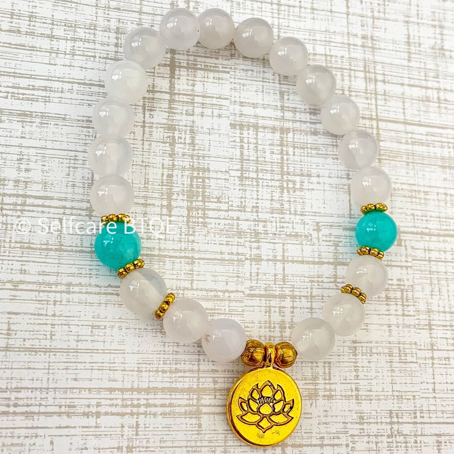 Healing Crystal Bracelet with Rose Quartz & Amazonite Japa Mala Beaded Stones  |8mm