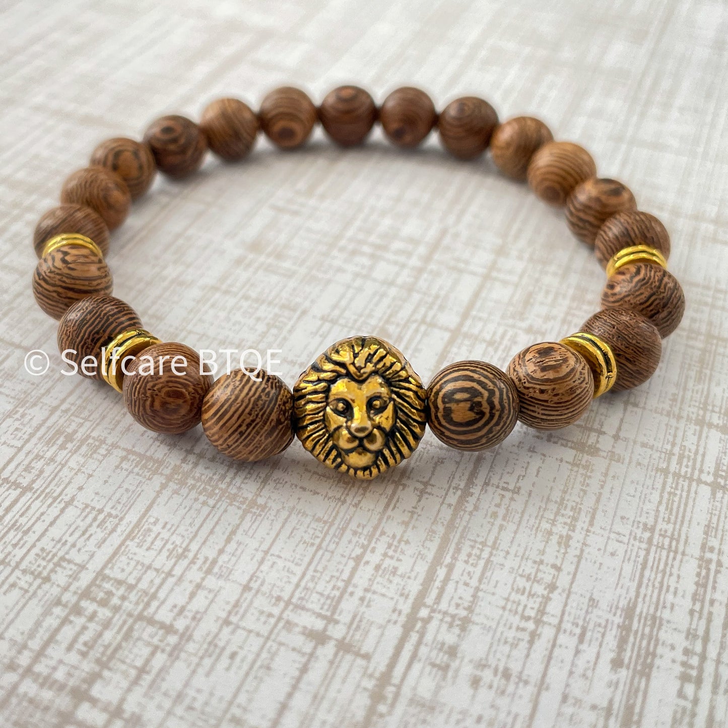 Lion Head Bead in Tibetan Wood Bracelet