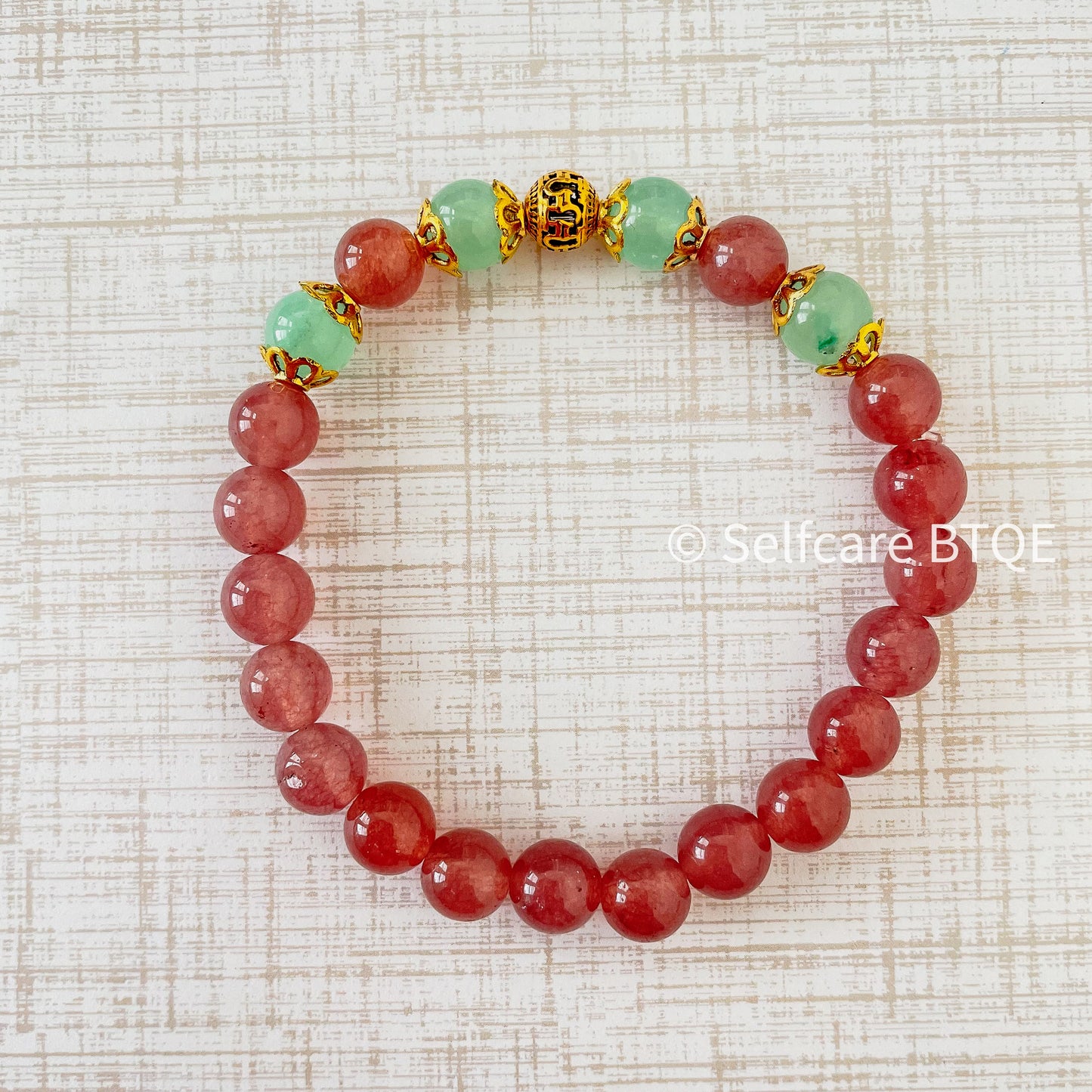 The Heart’s Oasis: Strawberry Crystal & Aquamarine Agate Bracelet