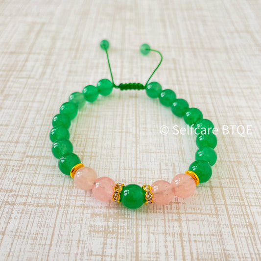 Emerald Jade & Rose Quartz Bracelet | 8 mm