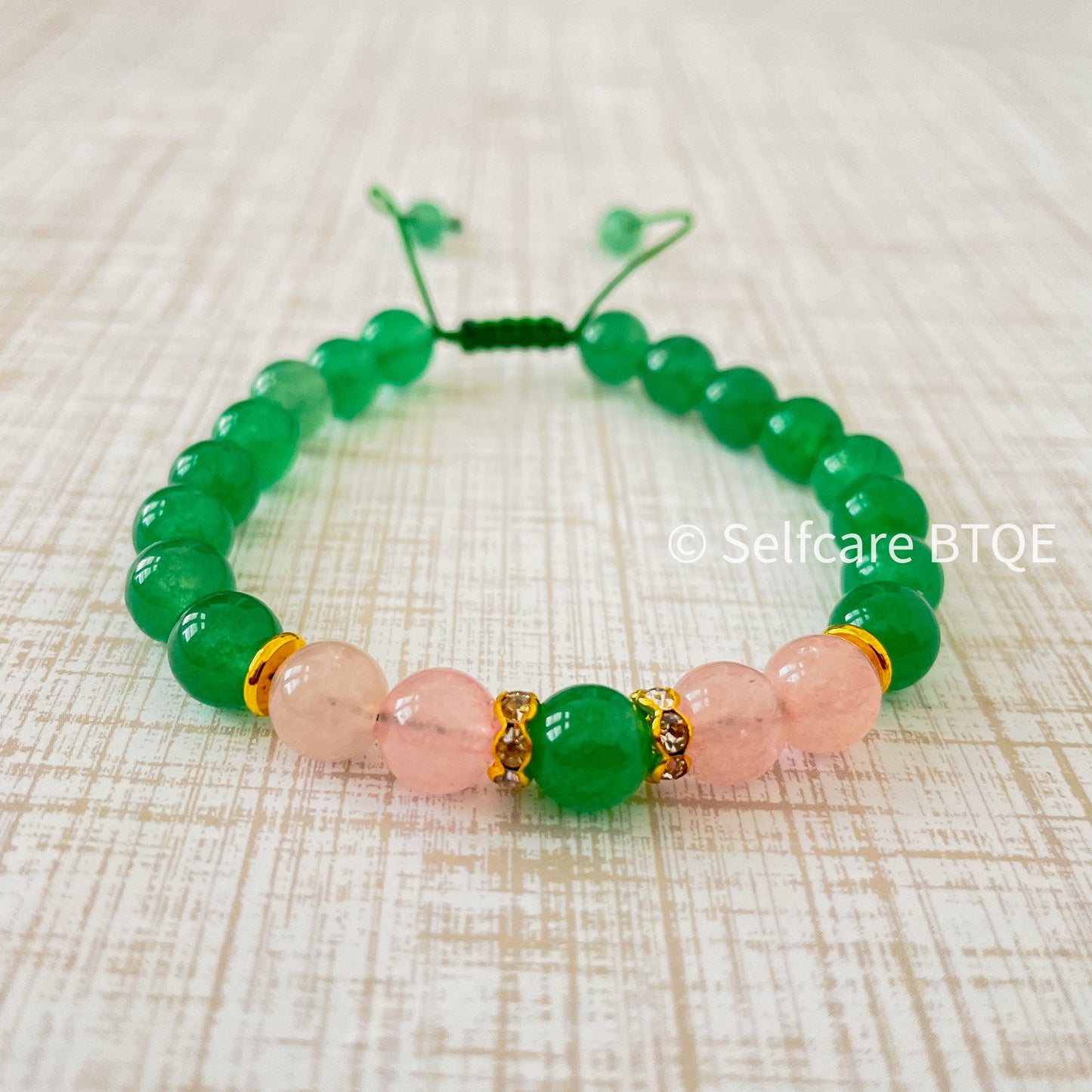 The Heart’s Harmony: Natural Emerald Jadeite & Rose Quartz Bracelet