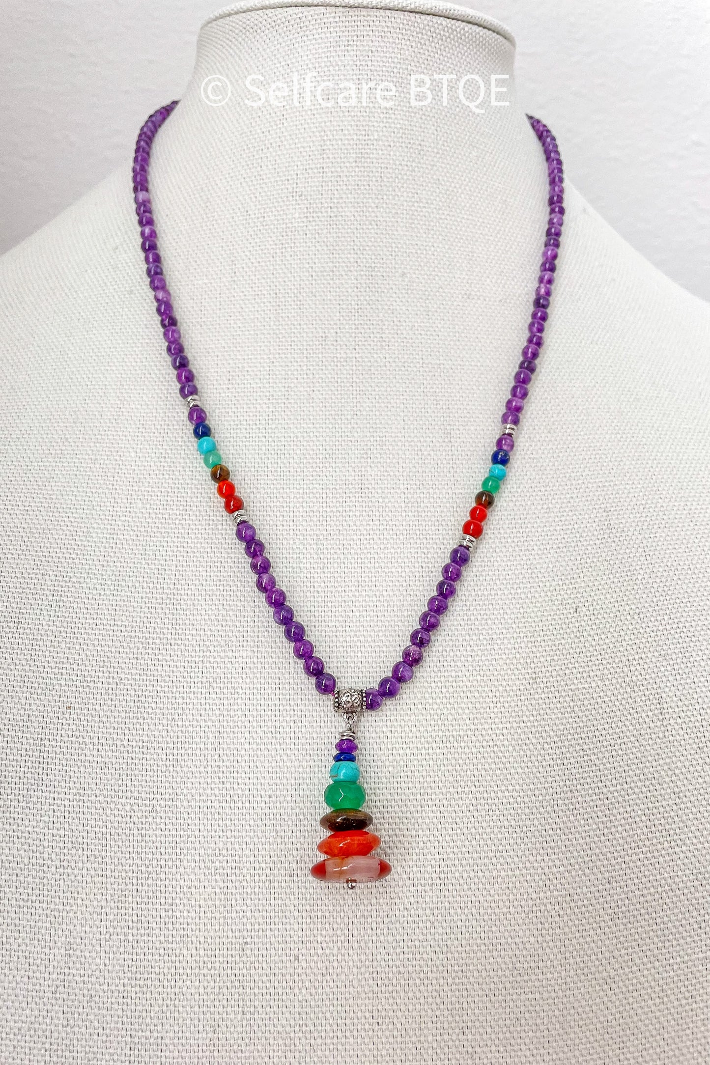 Amethyst 7 Chakra Meditation Necklace