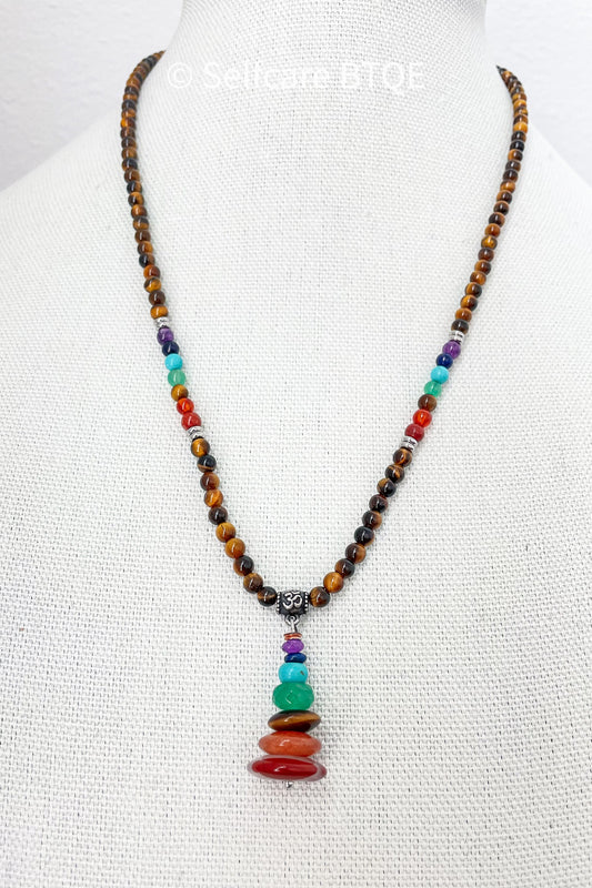 Chakra Necklace with Golden Tiger's Eye Crystals