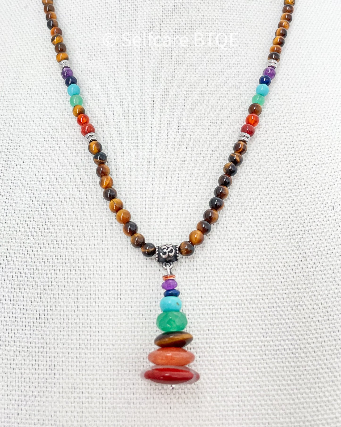 Chakra Necklace with Golden Tiger's Eye Crystals