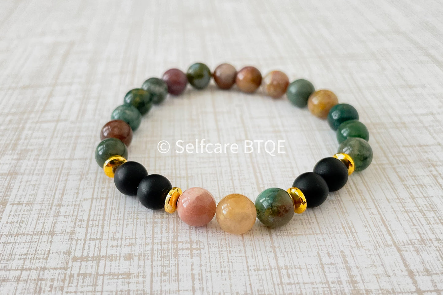 Indian Agate Stones Beaded Bracelet | 8 mm