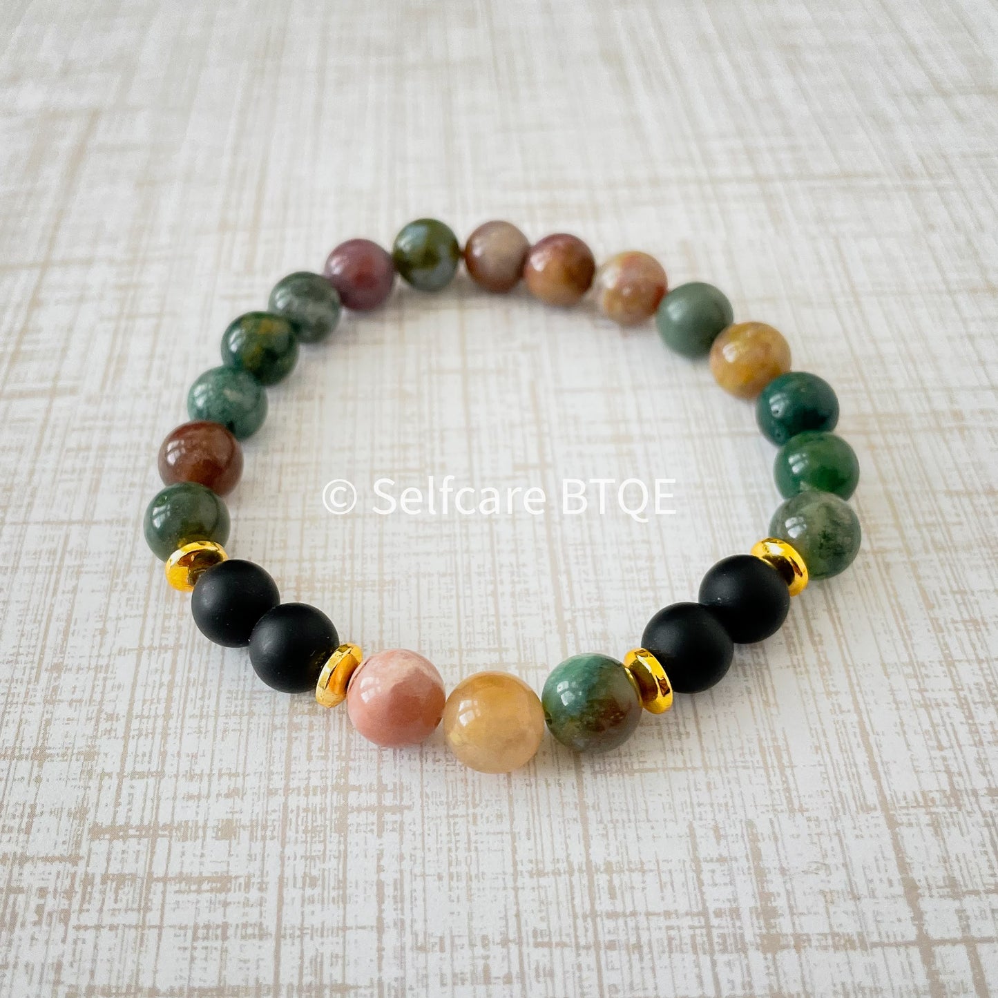 Indian Agate Stones Beaded Bracelet | 8 mm