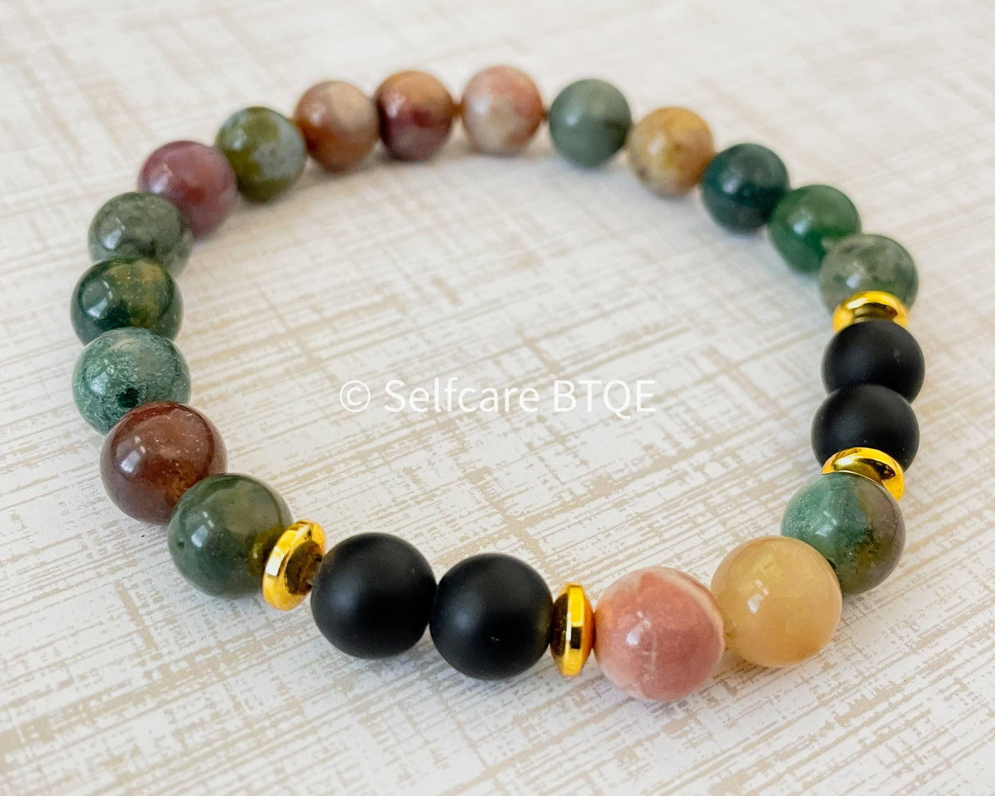 Indian Agate Stones Beaded Bracelet | 8 mm