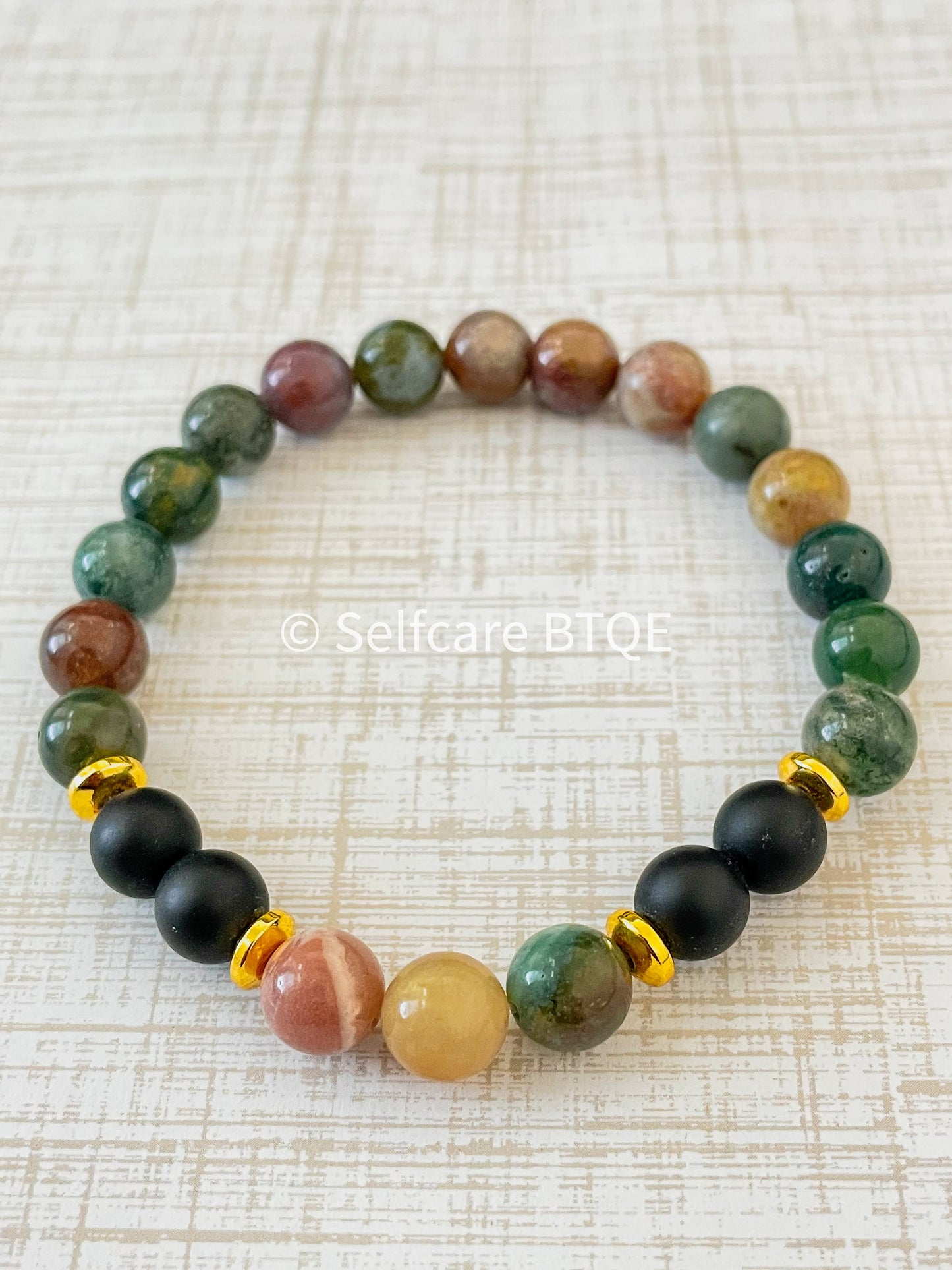 Indian Agate Stones Beaded Bracelet | 8 mm