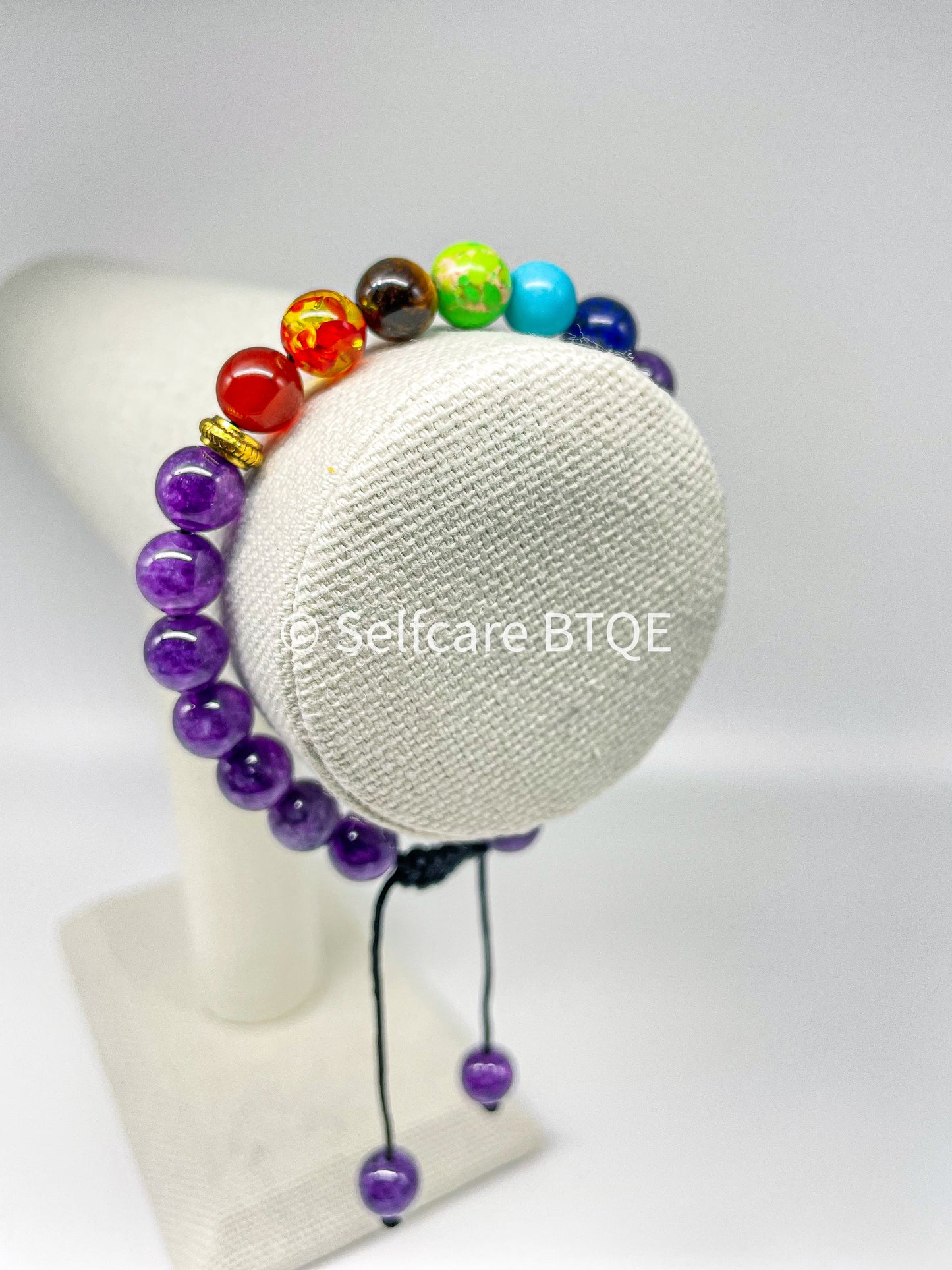 Chakra Bracelet with Amethyst Stones | 8mm