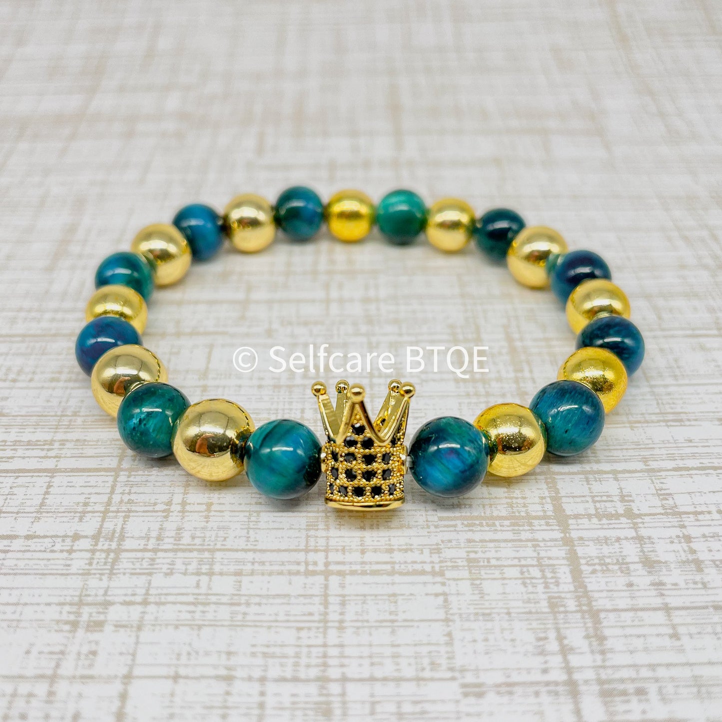 Green Tiger’s Eye Crown Bracelet to Remove Self-Doubt | 8mm