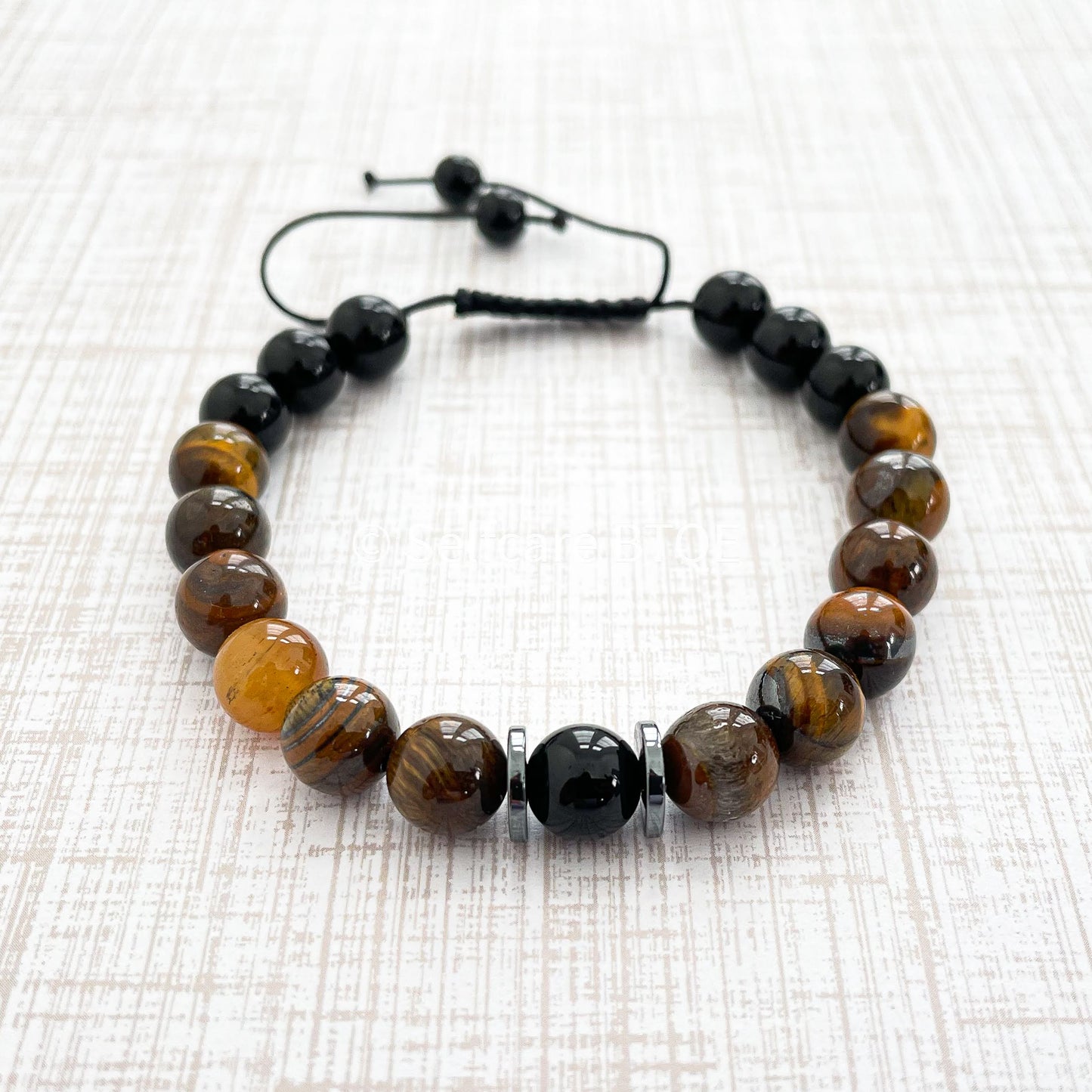 Tigers Eye and Onyx stones Bracelet | protective Charm Bracelet