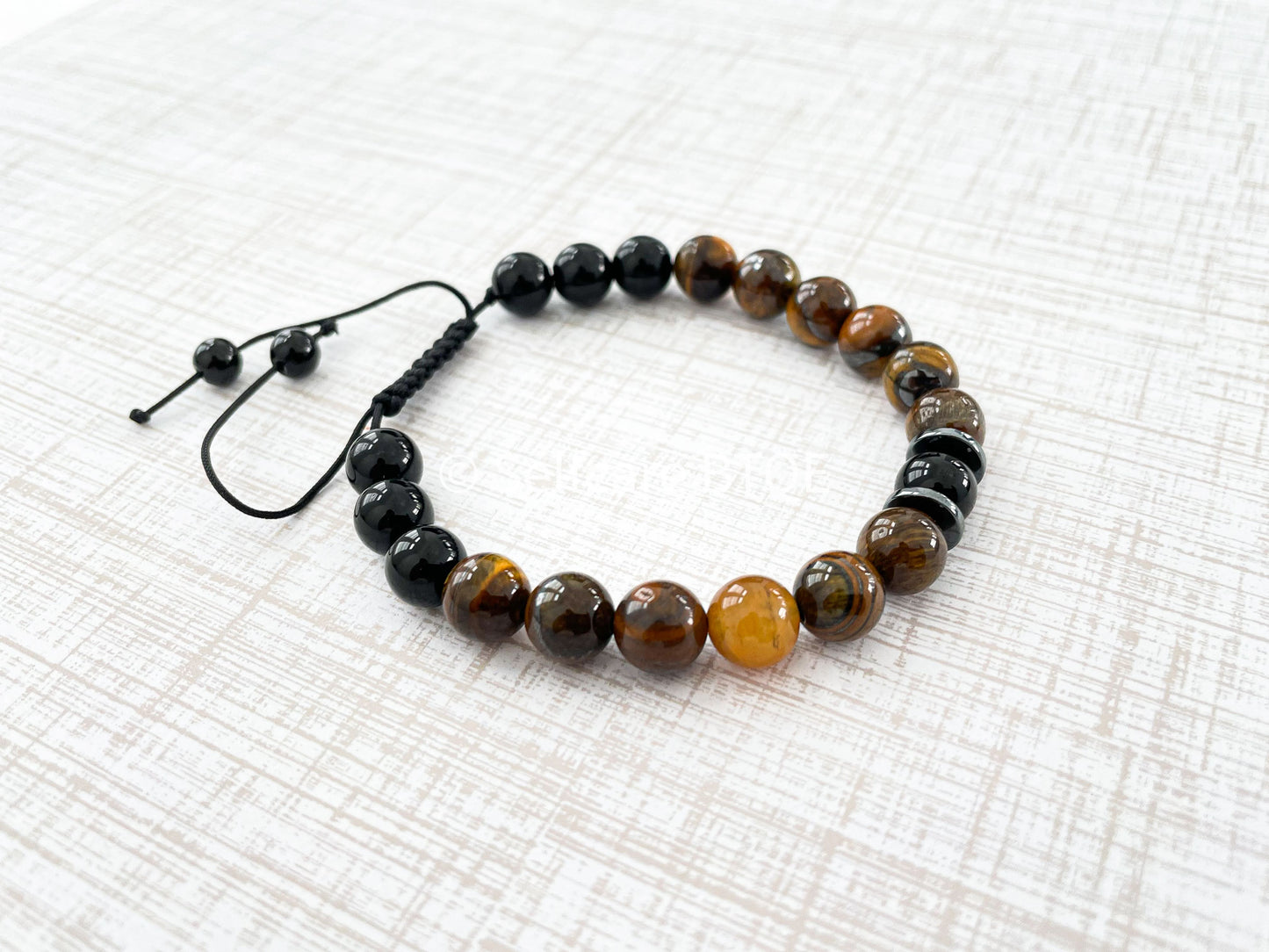 Tigers Eye and Onyx stones Bracelet | protective Charm Bracelet